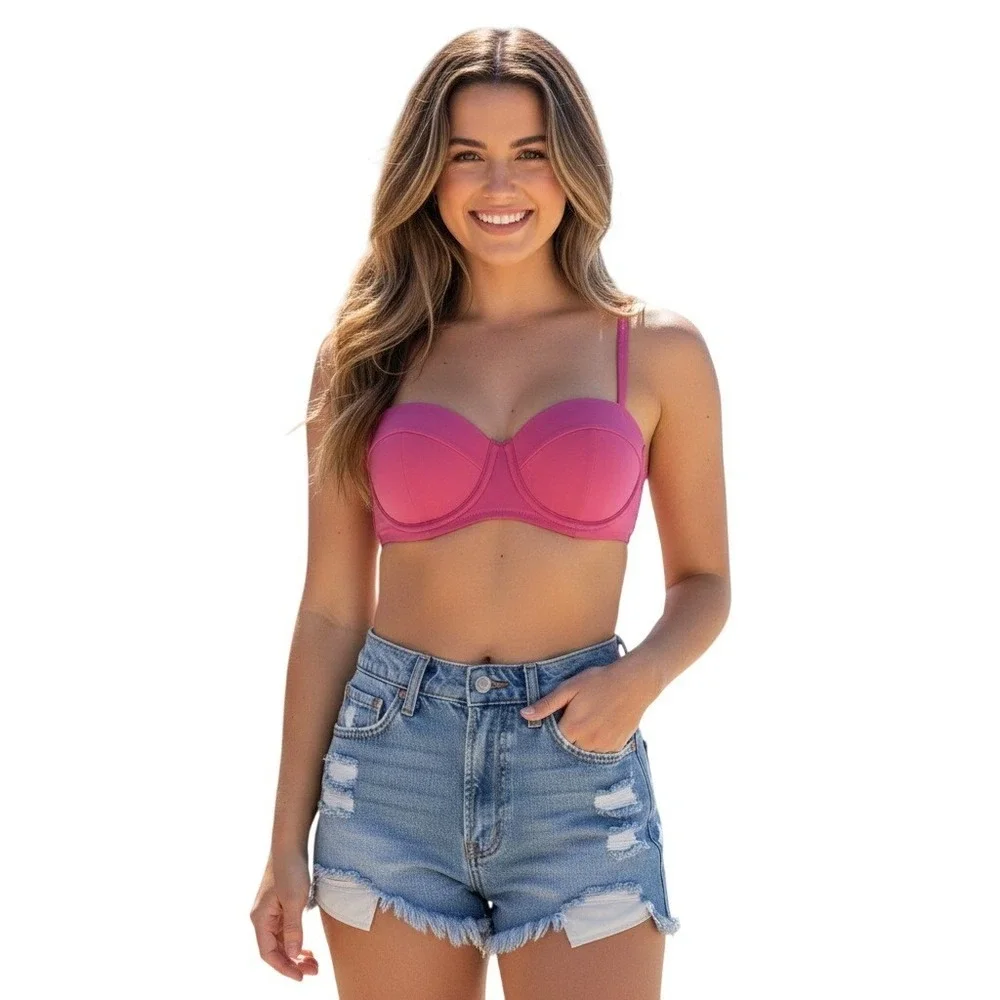 NWT Shade & Shore Womens 34B Pink Light Lift Underwire Bikini Swim Top NWT